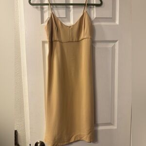 CHANEL Tan Midi Dress with Spaghetti Straps